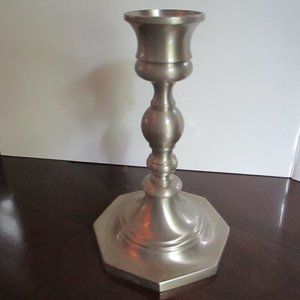 Vintage Pewter Candlestick Holder with Octagonal Base 5 inches tall